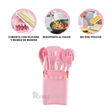 SET UTENSILIOS RYBIU CO29871 ROSADO DURABLES + BANDERITAS ADHESIVAS