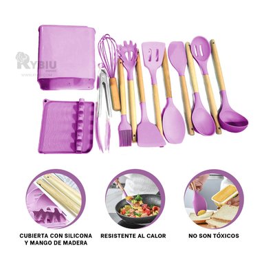 SET UTENSILIOS RYBIU CO29875 LILA COCCION + REGALO LIGAS PEINAR