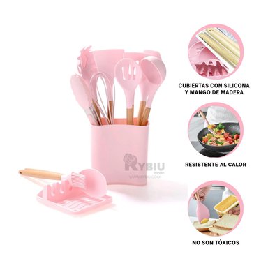 SET UTENSILIOS RYBIU CO29871 ROSADO COMBO PASTELERO COCINA + REGALO AGENDITA