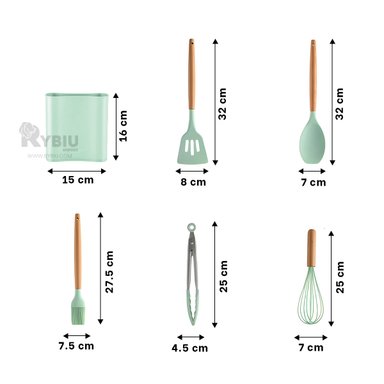 SET UTENSILIOS RYBIU CO29872 VERDE AGUA COMBO POSTRES + ENVOLTORIO REGALO