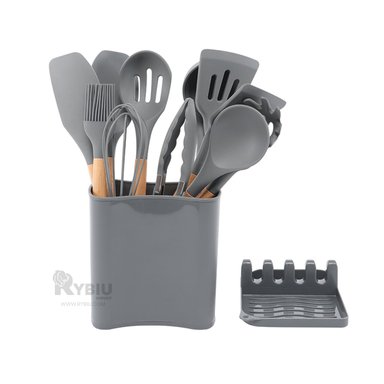 SET UTENSILIOS RYBIU CO29873 GRIS CUCHILLOS SILICONA PLOMO + PAPEL REGALO