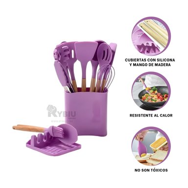 SET UTENSILIOS RYBIU CO29875 LILA COMIDA + LIGAS REGALO