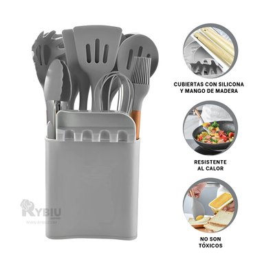 SET UTENSILIOS RYBIU CO29873 GRIS CASA PLOMO + LIGAS REGALO