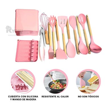 SET UTENSILIOS RYBIU CO29871 ROSADO COMBO ALMUERZOS + GIFT STICKERS