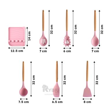 SET UTENSILIOS RYBIU CO29871 ROSADO CUBIERTOS SILICONA + PAPEL REGALO