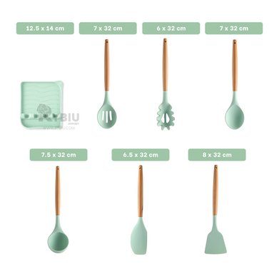 SET UTENSILIOS RYBIU CO29872 VERDE AGUA COMBO PASTELERO + REGALO AGENDITA