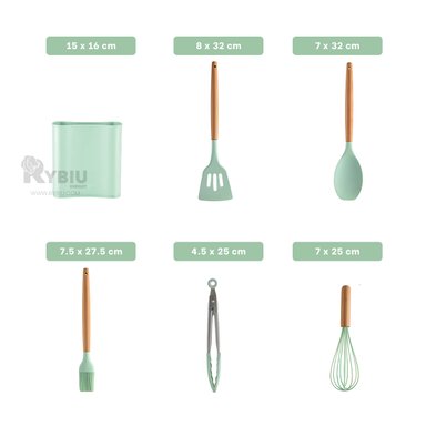 SET UTENSILIOS RYBIU CO29872 VERDE AGUA COMBO PREPARAR + GIFT STICKERS