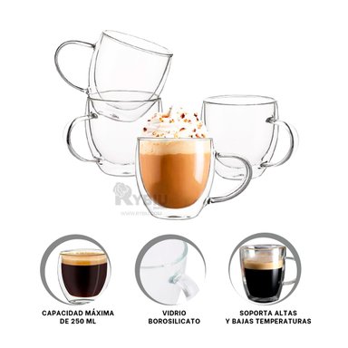 VASO RYBIU PRACTICO DE 250ML 8.3X8.3X9CM + LIGAS DE REGALO 254