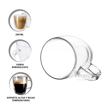 VASO RYBIU DURO DE 250ML 8X8X11CM +REGALO LIGAS PARA PEINAR 253