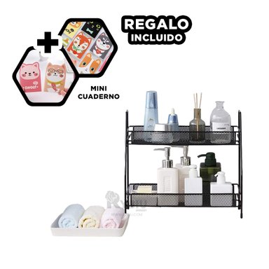 ORGANIZADOR DE 2 NIVELES NEGRO Y+ENVOLTORIO DE REGALO