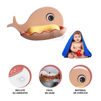 JABONCILLERA RYBIU ROSADO FACIL USAR + BANDERITAS ADHESIVAS