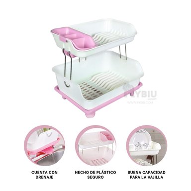 ESCURRIDOR RYBIU CO30399 ROSADO COLADOR RESISTENTE PLATOS 2N + LIGAS REGALO