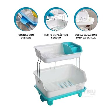 SET ESCURRIDOR RYBIU CO30398 CELESTE DISEÑO 2 NIVELES + PAPEL REGALO