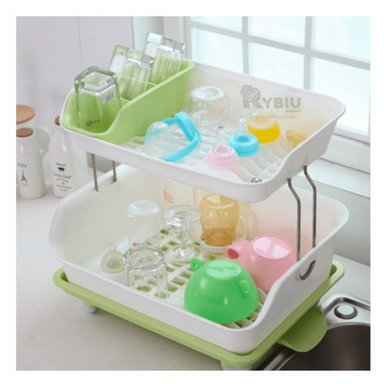 ESCURRIDOR RYBIU CO30400 VERDE SECADOR DOBLE NIVEL PLATOS + GIFT MINIAGENDA