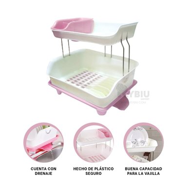 ESCURRIDOR RYBIU CO30399 ROSADO COLADOR DURO CUBIERTOS + REGALO LIGAS PEINAR