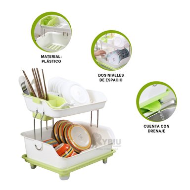 ESCURRIDOR RYBIU CO30400 VERDE SECADOR ESPACIOSO UTIL PLATOS 2N + GIFT STICKERS