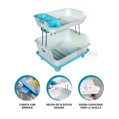 ESCURRIDOR RYBIU CO30398 CELESTE SECADOR EFECTIVO VAJILLA 2N + REGALO STICKERS