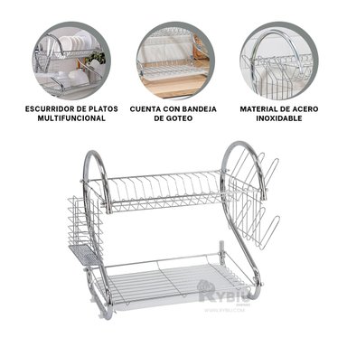 ESCURRIDOR RYBIU CO30401 PLATEADO COLADOR SECADOR PLATOS + POST-IT ADHESIVOS
