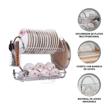 ESCURRIDOR RYBIU CO30401 PLATEADO COLADOR RESISTENTE PLATOS + LIGAS REGALO