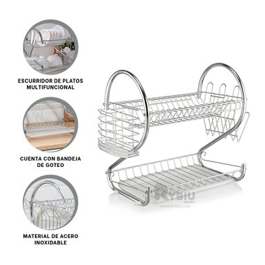 ESCURRIDOR RYBIU CO30401 PLATEADO COLADOR UTIL PLATOS + BANDERITAS ADHESIVAS