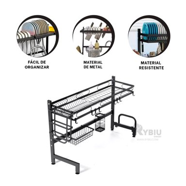 ESCURRIDOR RYBIU CO30406 NEGRO SECADOR TENEDORES PRACTICO 65 CM + BANDERITAS ADHESIVAS