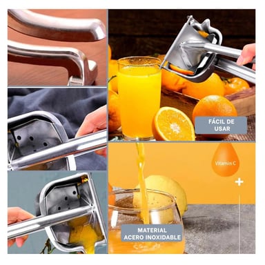 PRENSA PARA NARANJA EN ACABADO EN COLOR PLATEADO ACERO INOXIDABLE Y+LIGAS REGALO - 5