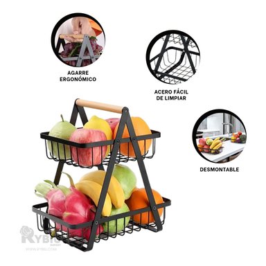 SET FRUTERO RYBIU CO30415 ACERO INOXIDABLE NEGRO CESTA TRIANGULAR + LIGAS REGALO