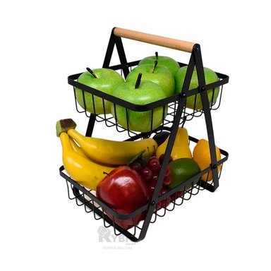 SET FRUTERO RYBIU CO30415 ACERO INOXIDABLE NEGRO ORGANIZADOR FUNCIONAL 2 ALMACENES + GIFT STICKERS - 4