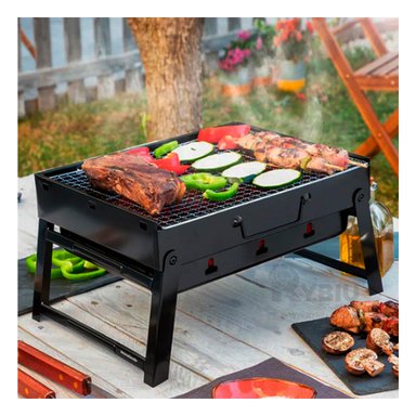 PARRILLA RYBIU CO30422 NEGRO ASADOR EFCIENTE CARBON + BANDERITAS ADHESIVAS