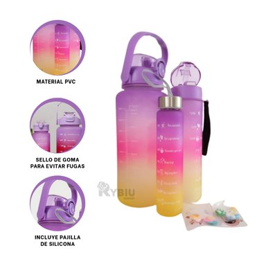 BIDONES RYBIU CO29595 TRIO EXCURSIONES MORADO + GIFT STICKERS
