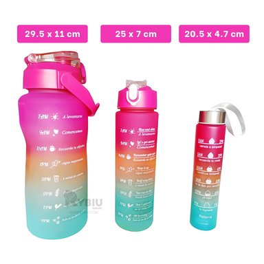 BOTELLA RYBIU CO29597 TRIO GYM TAPA FUCSIA + REGALO LIGAS PEINAR
