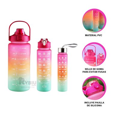 BOTELLA RYBIU CO29596 PASEOS CON TAPA FUCSIA + LIGAS REGALO