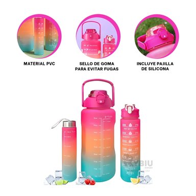 BIDONES RYBIU CO29593 TRIO EXCURSIONES FUCSIA + GIFT STICKERS