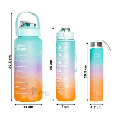 BOTELLA RYBIU CO29598 TRIO GYM TAPA CELESTE + REGALO LIGAS PEINAR