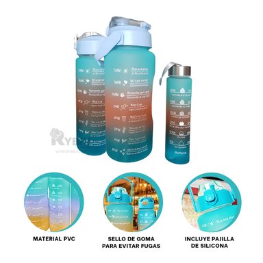 BOTELLA RYBIU CO29597 PASEOS CON TAPA CELESTE + LIGAS REGALO