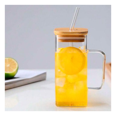 VASIJA MULTIUSO 350ML RYBIU CO32134 TRANSPARENTE +BANDERITAS ADHESIVAS