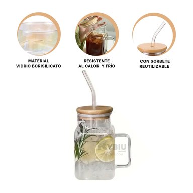 FRASCO ELEGANTE Y POPETE 500ML RYBIU CO32135 TRANSPARENTE +GIFT STICKERS