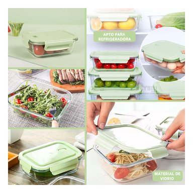 CONTENEDOR DURO RYBIU CO32518 VIDRIO VERDE 410ML +REGALO LIGAS PARA PEINAR