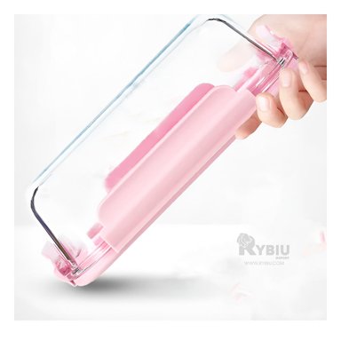 RECIPIENTE CON TAPA RYBIU CO32519 VIDRIO ROSADO 1040ML +ENVOLTORIO DE REGALO