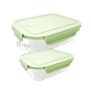 TAPER RYBIU CO32518 VIDRIO VERDE SEGURO PARA COMIDA 410ML +PAPEL DE REGALO - 4