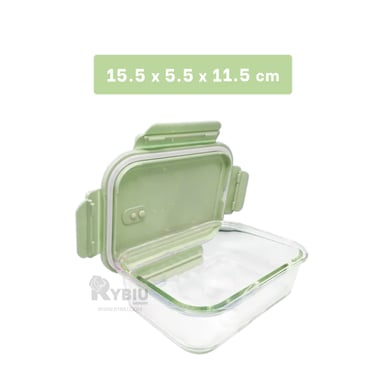TAPER RYBIU CO32518 VIDRIO VERDE SEGURO PARA COMIDA 410ML +PAPEL DE REGALO - 5