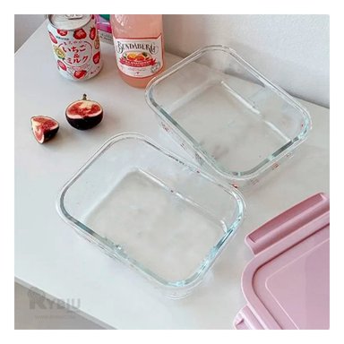 CONTENEDOR DE VIDRIO ROSADO 1040ML Y+BANDERITAS ADHESIVAS - 4