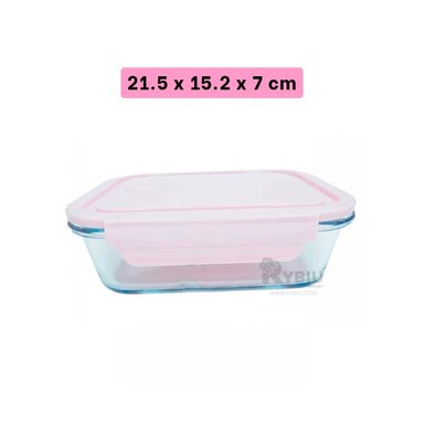 CONTENEDOR DE VIDRIO ROSADO 1040ML Y+BANDERITAS ADHESIVAS - 5