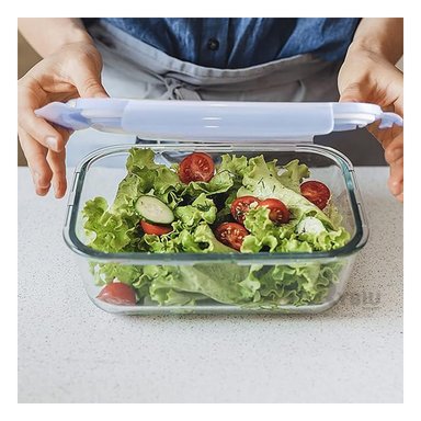 CONTENEDOR DE VIDRIO RYBIU CO32517 VIDRIO CELESTE 410ML +BANDERITAS ADHESIVAS