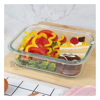 CONTENEDOR DE VIDRIO RYBIU CO32516 VIDRIO ROSADO 410ML +BANDERITAS ADHESIVAS