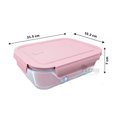 RECIPIENTE UTIL DE COMIDA RYBIU CO32519 VIDRIO ROSADO 1040ML +REGALO STICKERS - 5