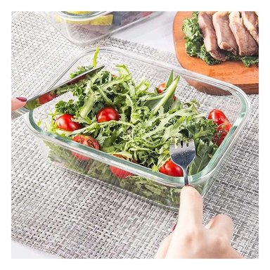 DEPOSITO COMPACTO DE VIDRIO 410 ML CON TAPA SEGURA ROSADO COCINA Y+LIGAS REGALO - 2