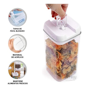 SET CONTENEDORES RYBIU CO30286 BLANCO RECIPIENTES ERGONOMICOS + BANDERITAS ADHESIVAS