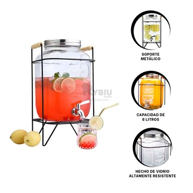 SOPORTE BEBIDAS RYBIU CO30193 TRANSPARENTE FACIL USO 8L + LIGAS REGALO