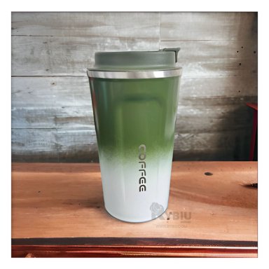 TAZA DE BEBIDAS CALIENTES RYBIU VERDE CON BLANCO +REGALO AGENDITA